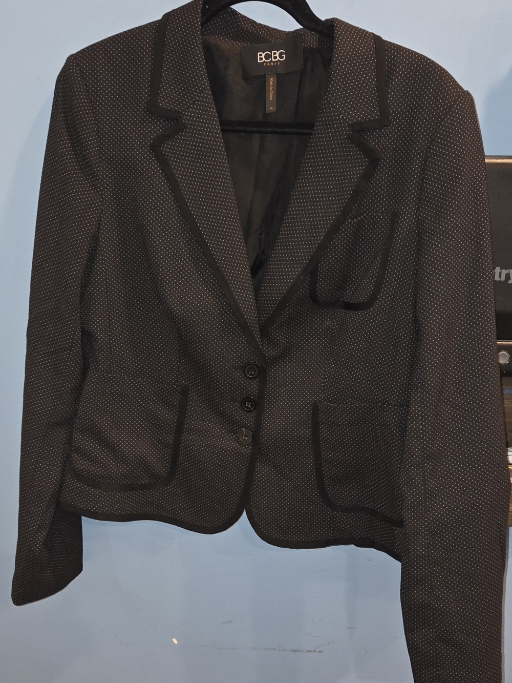 BCBG Black POLKA DOT Tailored Blazer Sz 14